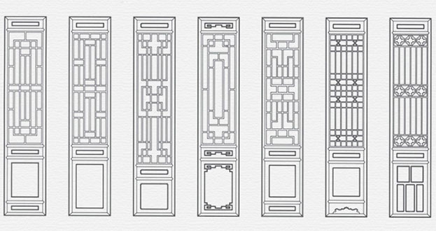 资兴常用中式仿古花窗图案隔断设计图